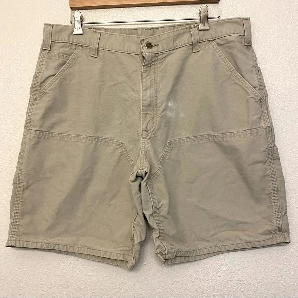 Carhartt Mens Cargo Shorts Tan Beige 100% Cotton Canvas Original Fit-38